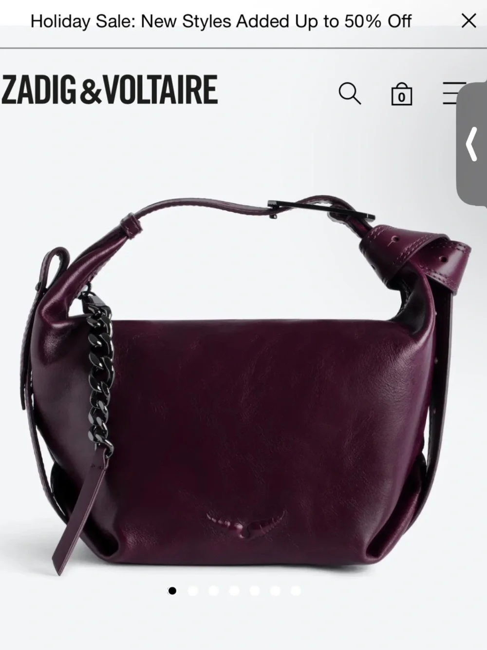 Zadig & Voltaire Deep Plum Leather Shoulder Bag